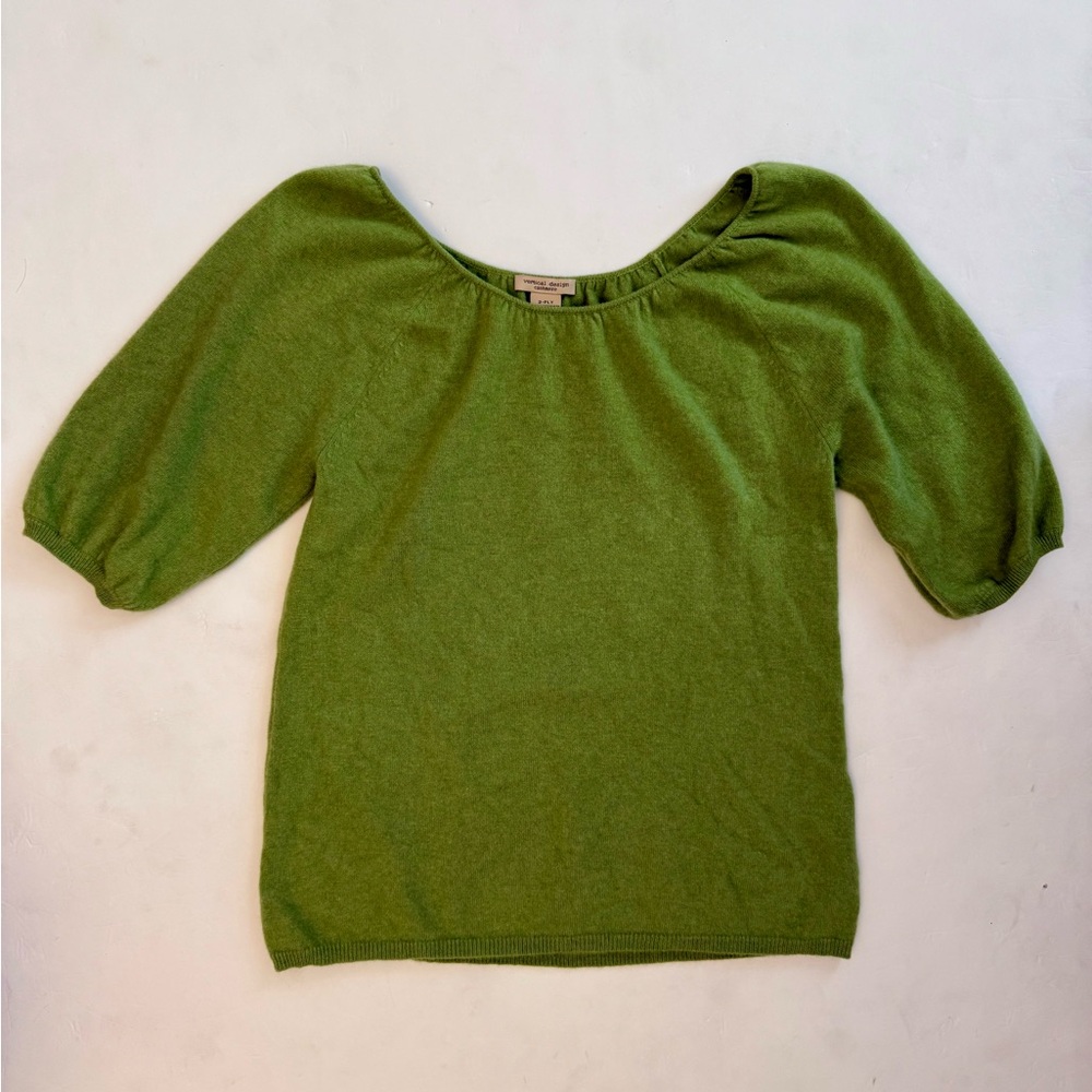 Vertical Design Green Cashmere Sweater